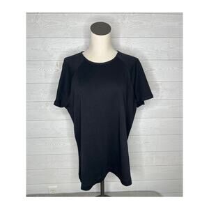 Kate Quinn black boxy tunic Top with short raglan sleeves Size XL NWT
